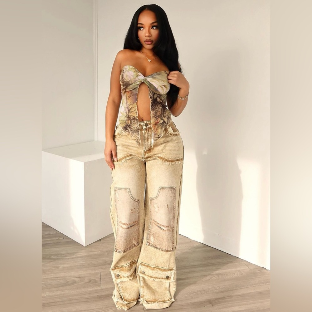 Old Times Vintage Aesthetic Printed Baggy Jeans - Y2K Streetwear